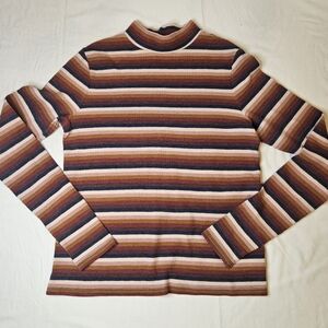 American Eagle Striped Long Sleeve Mock Neck Shirt Small